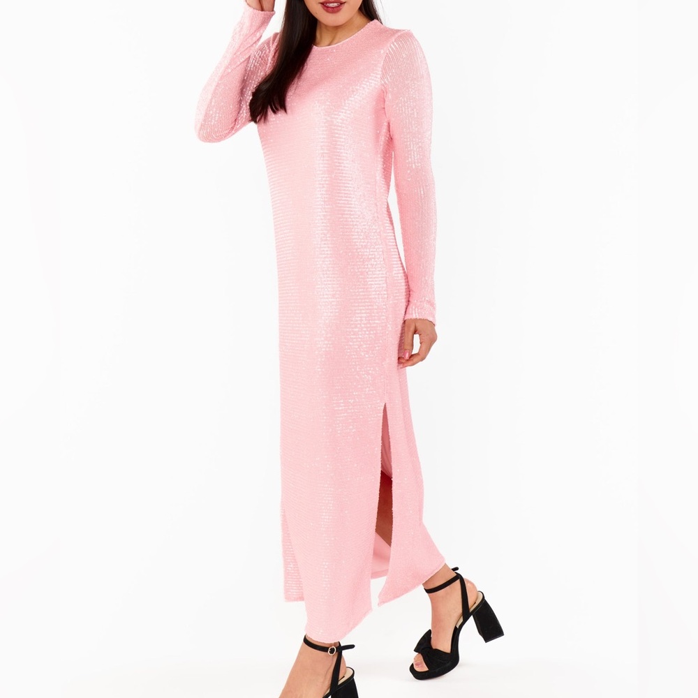 Show Me Your MuMu Light Pink Sequin Maxi Dress